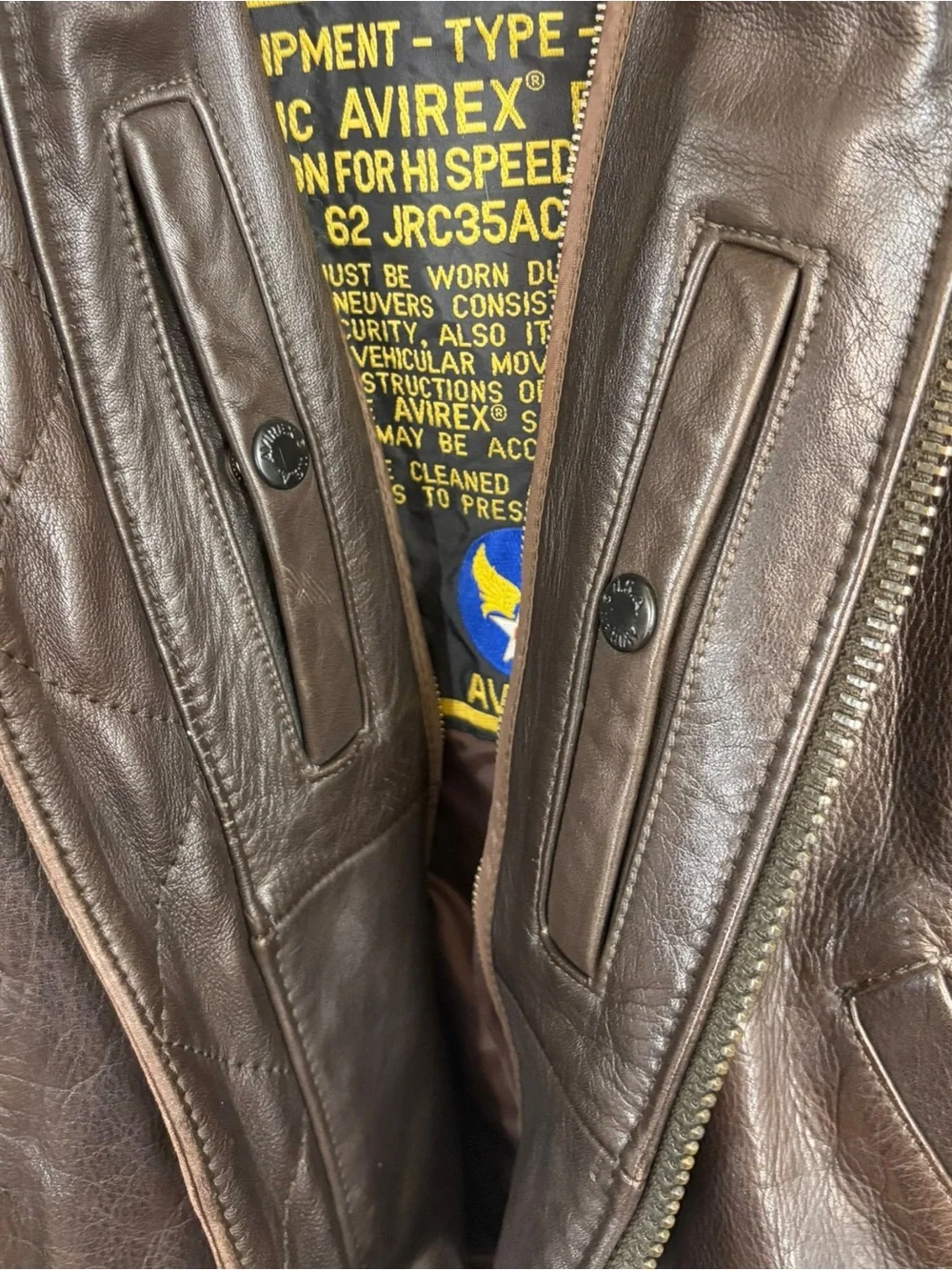Avirex Vintage B-15 Brown Leather Bomber Jacket Size XL